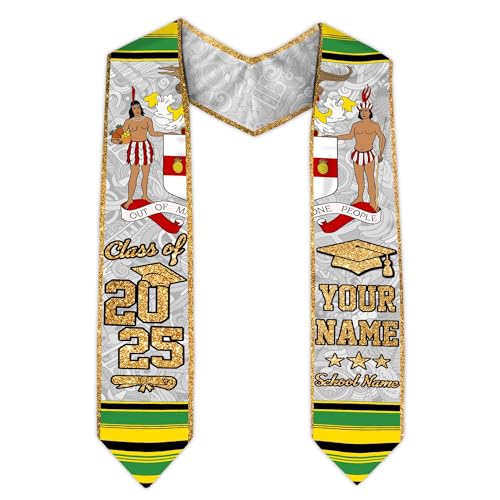 MonkeyVan Personalized Graduation Stole for Jamaica Senior, Jamaican Flag Graduation Sash Class of 2025 Grad Gifts S131