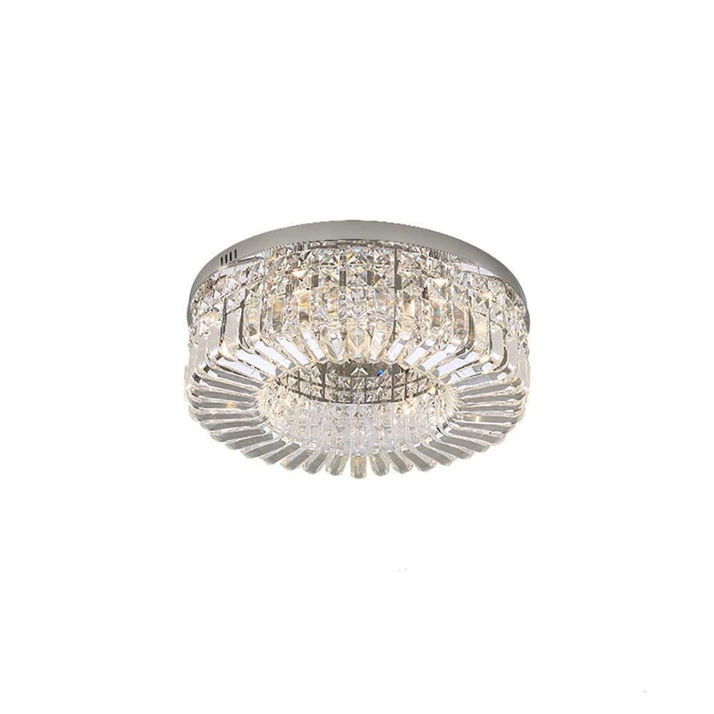 LYMSXAZOU Modern K9 Crystal Ceiling Ht Flush Mount E14 Lamp Fixture Luxurious Round Schandeliers for Dining Room Bathroom Bedroom Livingroom-Chrome(Chrome,40 * 17Cm)