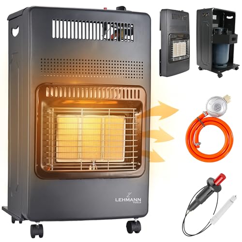 Lehmann Leistungsstarker Gasheizer 4,2 kW mit 3 Heizstufen, Piezo-Zündung,...