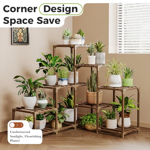 image for Bamworld Plant Stand Indoor Corner Plant Shelf Outdoor for Multiple Pl