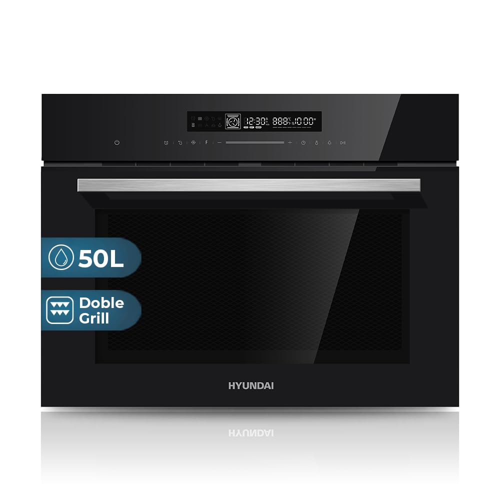 Hyundai Horno Multifunción Negro HHMFC4512DB00. Capacidad 50 Litros, 3000 W, Grill, 10 Programas, Interior Metálico, Temporizador, Fácil Limpieza, Clase Energética A