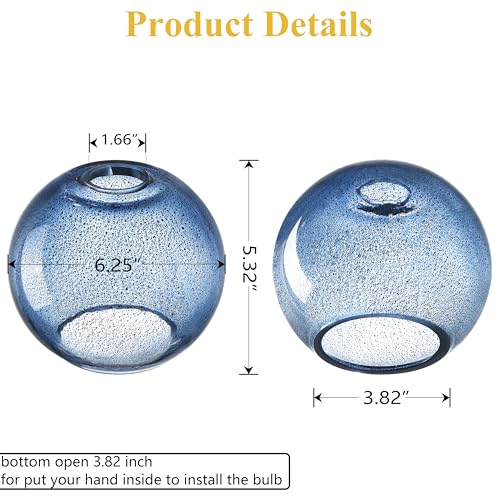 Image of 2 Pack 6.3 Inch Replacement Black Blue Seeded Glass Shade Fixture for Wall Sconce Pendant Ceiling Light Chandelier Replacement Shade