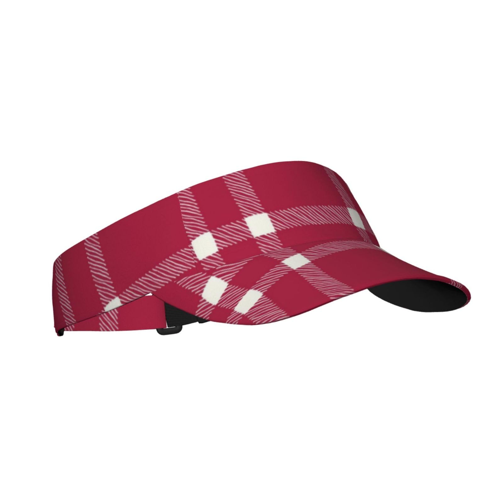 Red Buffalo Plaid Sun Visor Cap for Women Men,Cute Plaid Wide Brim Sun Visor Hat Breathable Outdoor Hiking Running Golf Summer