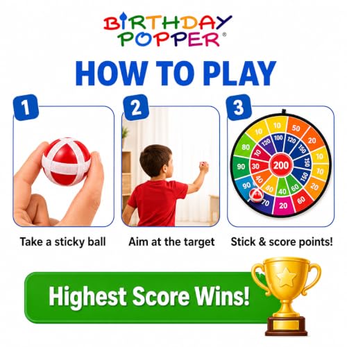Image of Birthday Popper Birthday Return Gift for Kids Number Dart Boards, 3 Pcs | Sticky ball target game; colourful numbered scoring zones; indoor or outdoor play; math-learning activity for boys & girls