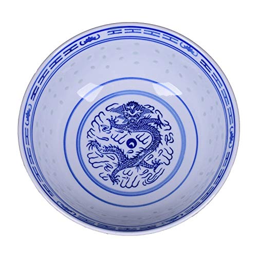 CHUNNONG Bowl Ceramic Bowl, Chinese Dragon Soup Bowl, Noodle Bowl, Rice Bowl (Color : Blue, Diameter : 5 inch)