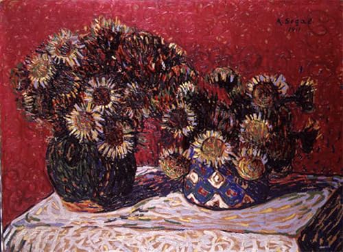 Impression tableaux peinture sur toile d'art durable motif vases de fleurs Arthur Segal 60x90