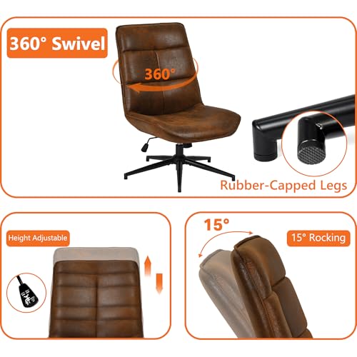 Sillón ergonómico marrón con tapizado de gamuza miniatura 5