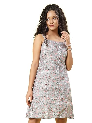 Image of OOMPH! Dress for Women Stylish| Summer Vacation Style |Floral Print Spaghetti Strap |Mini DressFor Women's & Girl's |Lightweight Flared Dress for Casual & Holiday Wear