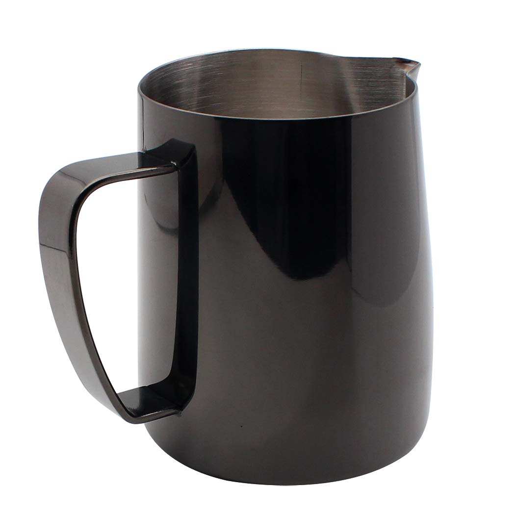 Jarra De Espuma De Leche De Acero Inoxidable Chapada En Titanio Arte Latte Crema Taza De Café Latté Capuchino Negro 350ML