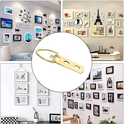 Image of D Ring Picture Hangers 90mm x 15mm Hardware Assortment Kit, for Home Decoration Hanging Clock Paintings Artwork Creative Picture Frame Photo Hanging Solutions Gold Tone 50pcs