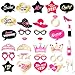 Qpout Matrimonio Addio al Nubilato Photo Booth Puntelli (31 Pezzi), Addio al Nubilato in Oro Rosa Divertenti Selfie Puntelli Decorazione Accessori, con Bastoncini di bambù E Adesivi