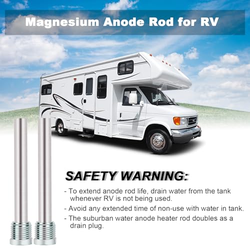 Image of 2 Pack RV Water Heater Anode Rod - 4.5 inch L x 1 /2 inch NPT, Replacement Part for Atwood Dometic Water Heater 11553