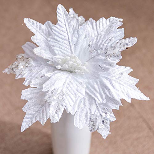Worldoor Large Christmas Poinsettia 6pcs Artificial Flower Picks Spray
