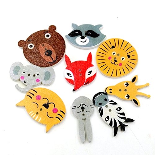 Kocome 50/100pcs mixed pattern 2 holes wood buttons sew…