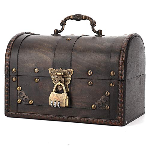 Wooden Chest, Vintage Jewel Box Jewelery Box with Lock, Small Wooden Cash Deposit Box, Money Box Storage Box, Gift for Friends Families