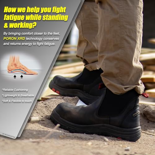 Image of ROCKROOSTER Bakken Men's Black 6 inch Chelsea Boots, EH Rated Waterproof Slip-on Work Boots AK303-Soft Toe, AK323-Steel Toe, CP323-Comp Toe
