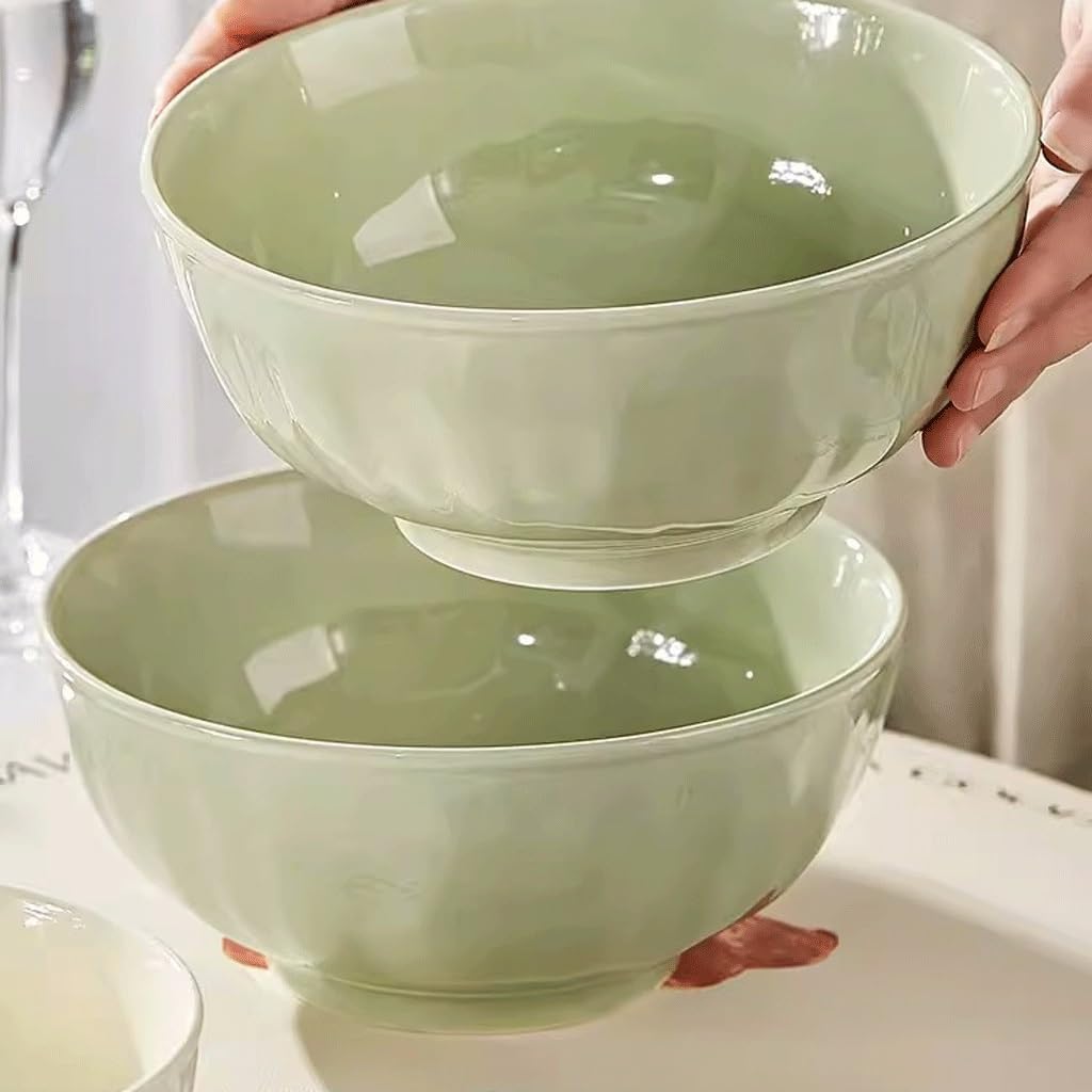 Tazón de Cereales Tazones de Sopa Hondos Tazón de sopa de cerámica grande estilo crema Tazón de pasta de 7 pulgadas Tazón de fideos instantáneos Tazón de sopa Apto for microondas y lavavajillas Tazón