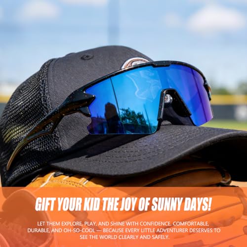 SQOQS Kids Sports Baseball Sunglasses UV400 Softball Sun Glasses Ages 3-14 - image 4