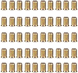 Zimjoy 50Pcs M6 x 15mm Threaded Insert Nuts,Wood Furniture Inserts Nuts Hex Socket Screw, Interface Hex Socket Insert Nuts Fastener for Wood Chairs and Cots Beds Wood Furniture(Bronze Tone)