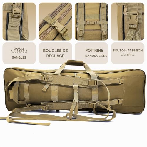 Alephnull Sac à Dos de Fusil Sac à Fusil pour Chasse Tactique Housse de Fusil Etuis Souples pour Carabine (CP Noir, L) – vue 3