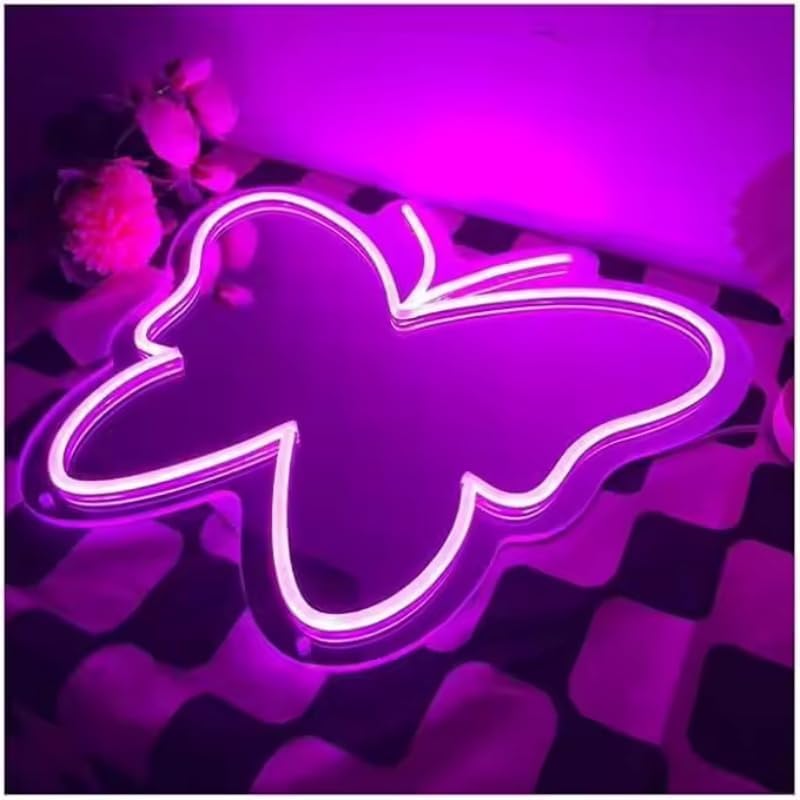 Butterfly Mirror Neon Sign Led Butterfly Lights Dimmable USB Pink Wall Mirror Neon Light for Living Room Bathroom Bedroom,Christmas Birthdays Gifts for Girls Women