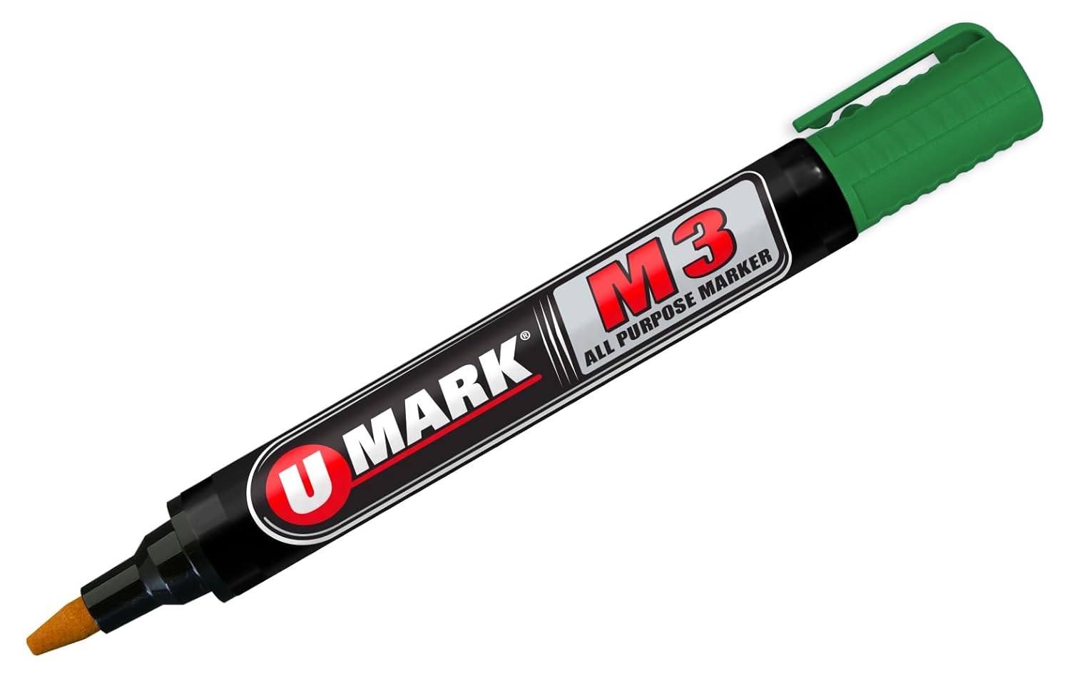U-Mark M3 Permanent Ink Valve Marker with Reversible Tip, Black (Pack of 12) 10571