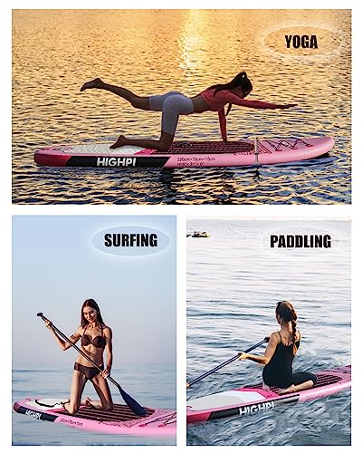 Highpi 10'6'' Inflatable Stand Up Paddle Board for Youth and Adults – Wide Sup with Premium Accessories, Blow Up Paddleboard for Surfing, Fishing, Yoga & More - Thumbnail 7