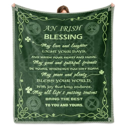 LekinGift Irish Blessing Gifts for Women/Men, Traditional Celtic Gift Blanket 50"x60", for Mom Grandma, Wedding, New Home Housewarming, Christmas or Sympathy Irish Blessing Gift