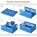 PAG-Mass Heavy Duty Plastic Milk Crates for Storage, 4-Pack Stackable Storage Bins for Organizing, Collapsible Storage Basket with Handle for Groceries, Suitable for Home Office School Store, Blue