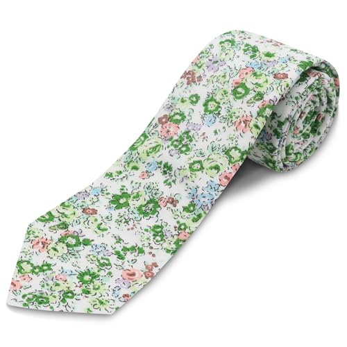 Image of Cotton Floral Ties for Men 2.76 inch Men's Skinny Tie Linen Flower Printed Neck Tie for Wedding Dating Party