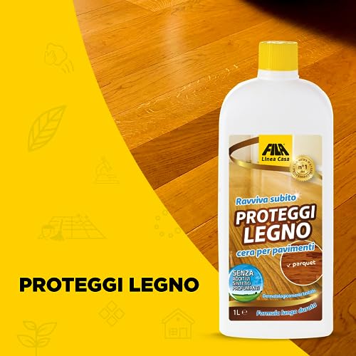 FILA Surface Care Solutions, Holzschutz, Wachs für lackiertes Parkett und Laminat, belebende Wirkung für Parkett, schützt vor Abnutzung und Kratzern mit einer dünnen Schutzschicht, 1 l