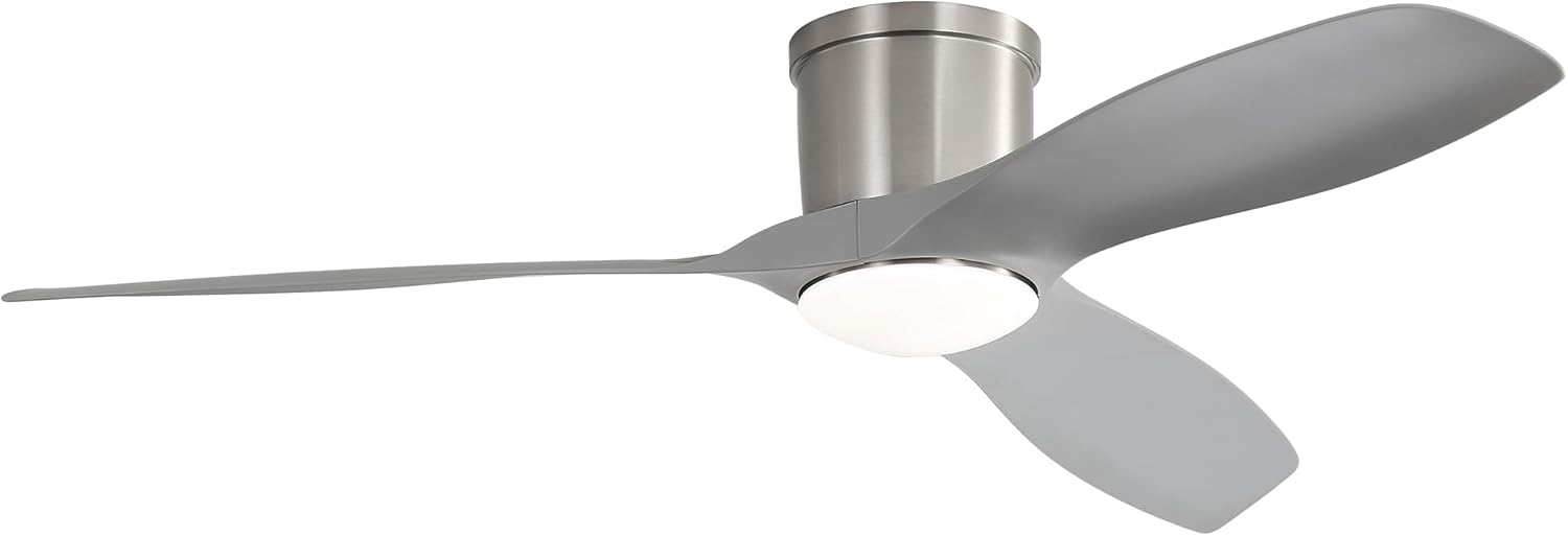 52 Inch Flush Mount Ceiling Fan with Dimmable Led Light 3 ABS Fan Blades Reversible DC Motor for Living Room