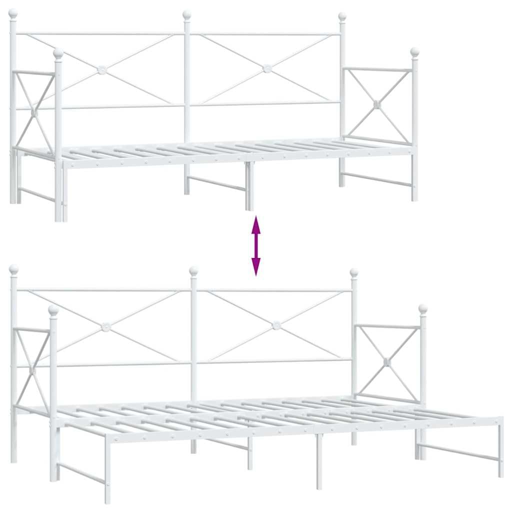 vidaXL Divano Letto Estraibile Senza Materasso Bianco 80x200cm Acciaio, Divano Letto con cassetti, Divano Letto, Divano Letto da Soggiorno