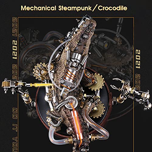 Zestaw metalowych puzzli 3D, zestaw metalowych puzzli 3D DIY – wariant mechaniczny, metalowy zestaw krokodylem, wspaniała układanka 3D dla chłopców i dziewczynek (ponad 547 elementów)