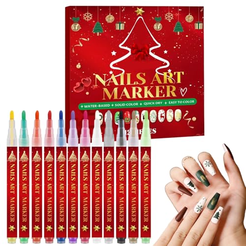Rotuladores Doodle Para Uñas | 12 Colores Herramienta De Manicura Secado Rápido - 0,3 Mm Marcadores Para Pintar Uñas | Para Niñas Arte Diseño Y Garabatos Salón Hogar Práctica