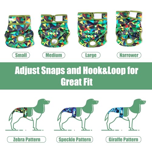 Image of wegreeco Washable Dog Diapers (3 Pack), Highly Absorbent Dog Diapers Female for Doggie Puppy in Heat, Period, Incontinence, or Excitable (Abstract Geometrical Blue, Large)