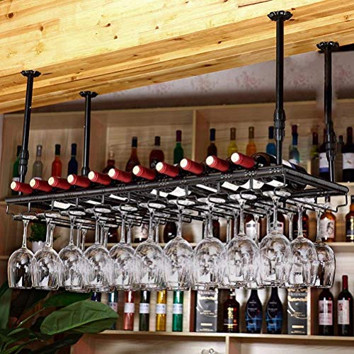 Soporte para copas y botella hierro 100x35cm bronce