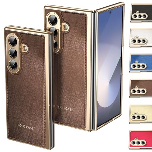 Coque Galaxy Z Fold 7 en cuir PU marron élégant et ultra fin