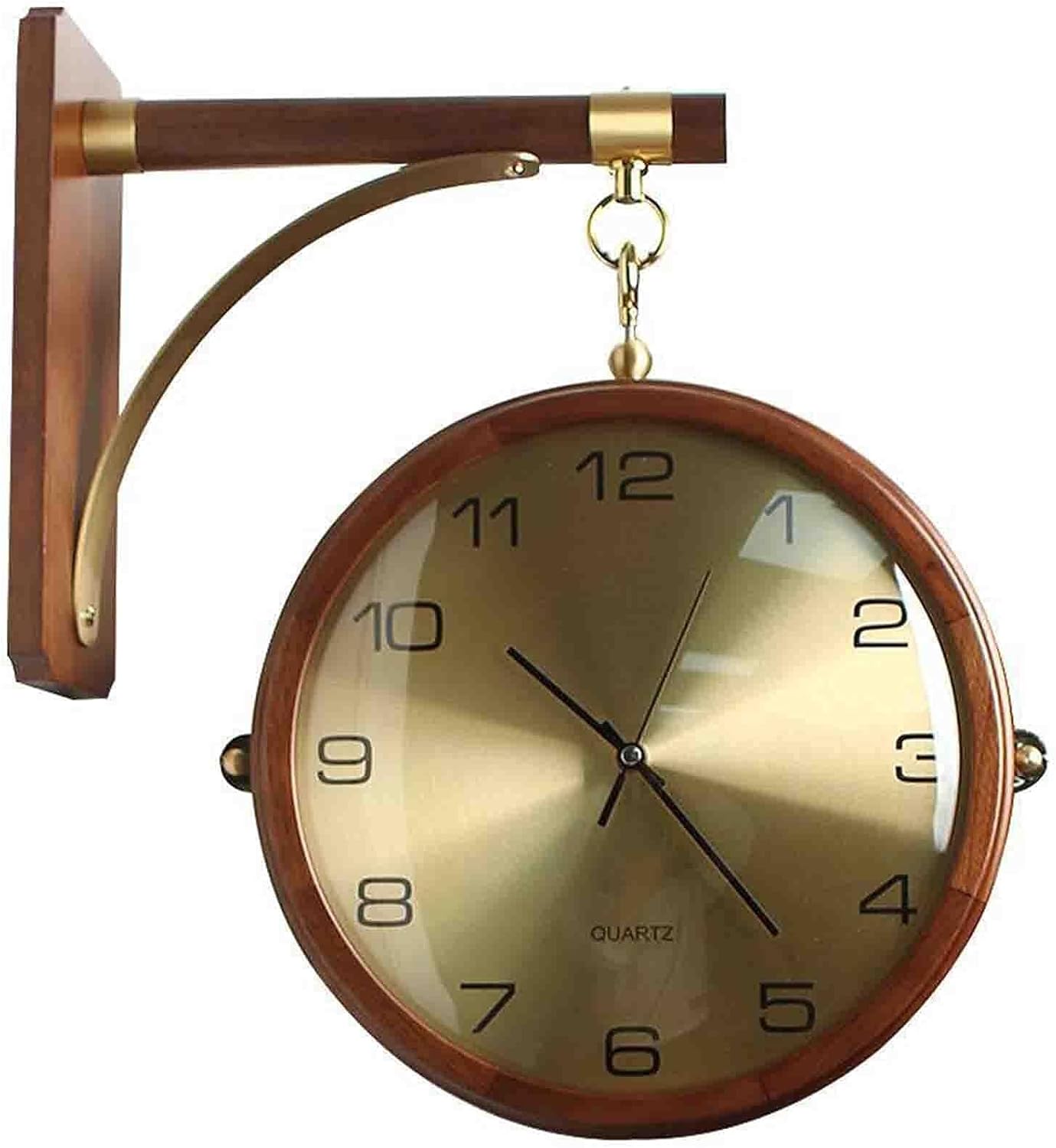 Outdoor Vintage Double Sided Wall Clock, Iron Metal Silent Grand Central Station Style with 360° Rotation