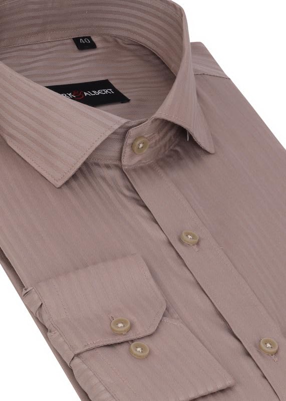 Image of MARK & ALBERT Men's Striped Full Sleeves Cotton Formal Shirt White | Stylish Shirt for Men