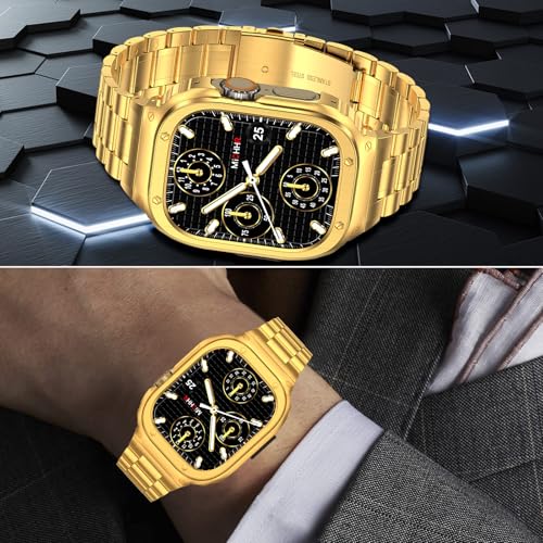 Image of MioHHR Stainless Steel Band with Case for Apple Watch Bands Ultra 3 /2 /1