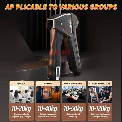 Image of POWER Hand Grip Strengthener - Black| Adjustable Resistance 10-120kg with Counter | Non-Slip Gripper with Comfortable Handle | Ideal for Athletes and Hand Strength Building