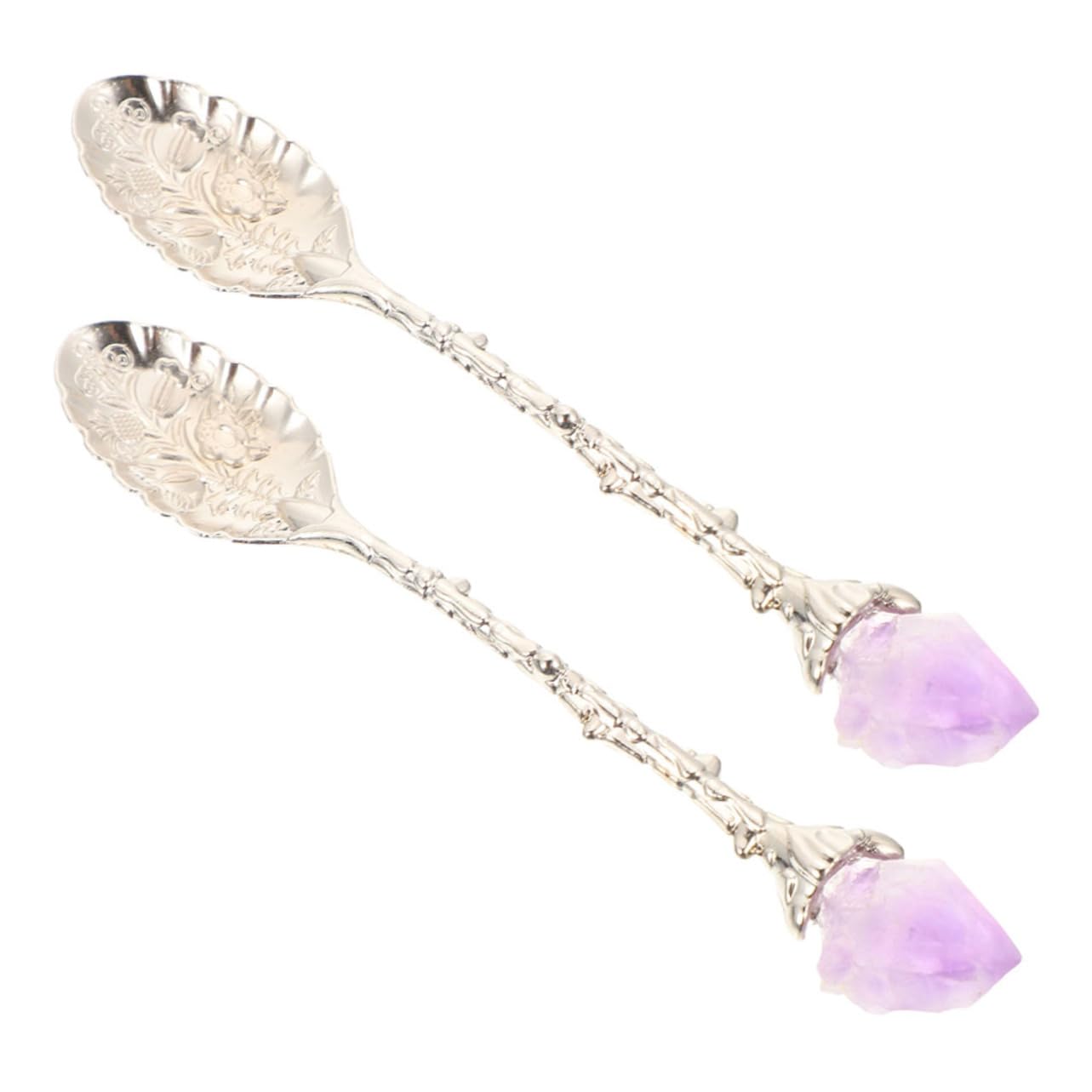 FUNOMOCYA 2Pcs Retro Crystal Coffee Spoons Dessert Teaspoons for Cake Ergonomic Design for Home Hotel and Restaurant Use