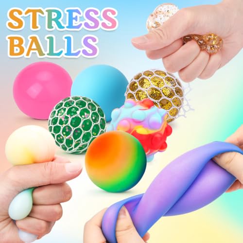 Image of Stress Balls 8 Pack for Adults and Kids, Squeeze Squishy Fidget Toys