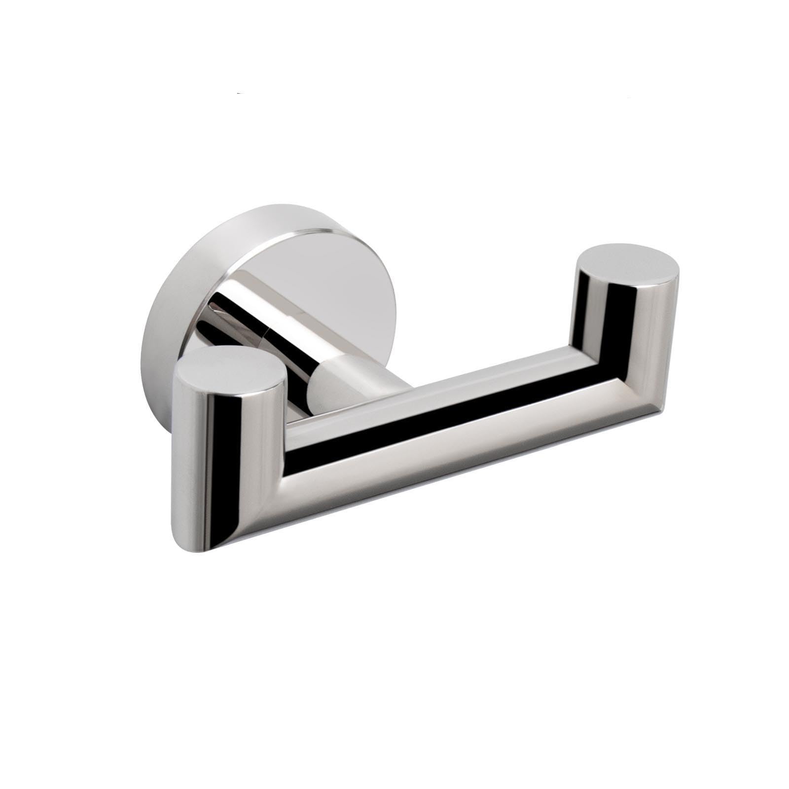 NearMoon Doppelter Handtuchhaken für Badezimmer, SUS304-Edelstahl, Handtuchhalter, robuster Doppel-Kleiderhaken für Badezimmer, Wohnzimmer, Küche, Wandmontage, 2 Stück, Chrom-Finish