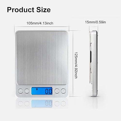 Miniatura 5 de Báscula digital de cocina, báscula de cocina multifunción de acero inoxidable de alta precisión, pantalla LCD retroiluminada, pequeña báscula de