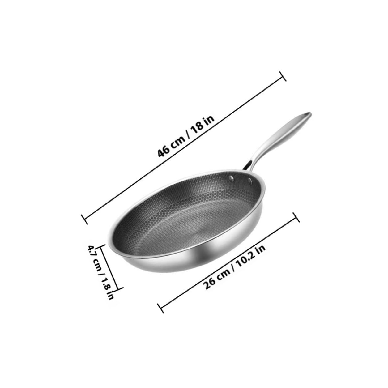 POPETPOP Padella Fondo Piatto in Antiaderente Acciaio Inossidabile e Uova Manico Ergonomico Cucina Quotidiana e Colazione