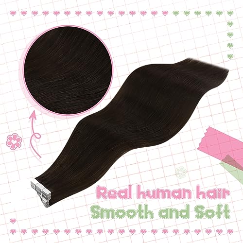 YoungSee Dark Brown Human Hair Tape in Extensions Dark Brown Tape Hair Extensions Real Human Hair Silky Straight 22 Inch 20pcs 50g - Image 2