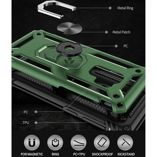 Coque Samsung S9 militaire avec anneau de support antichoc vert - 5