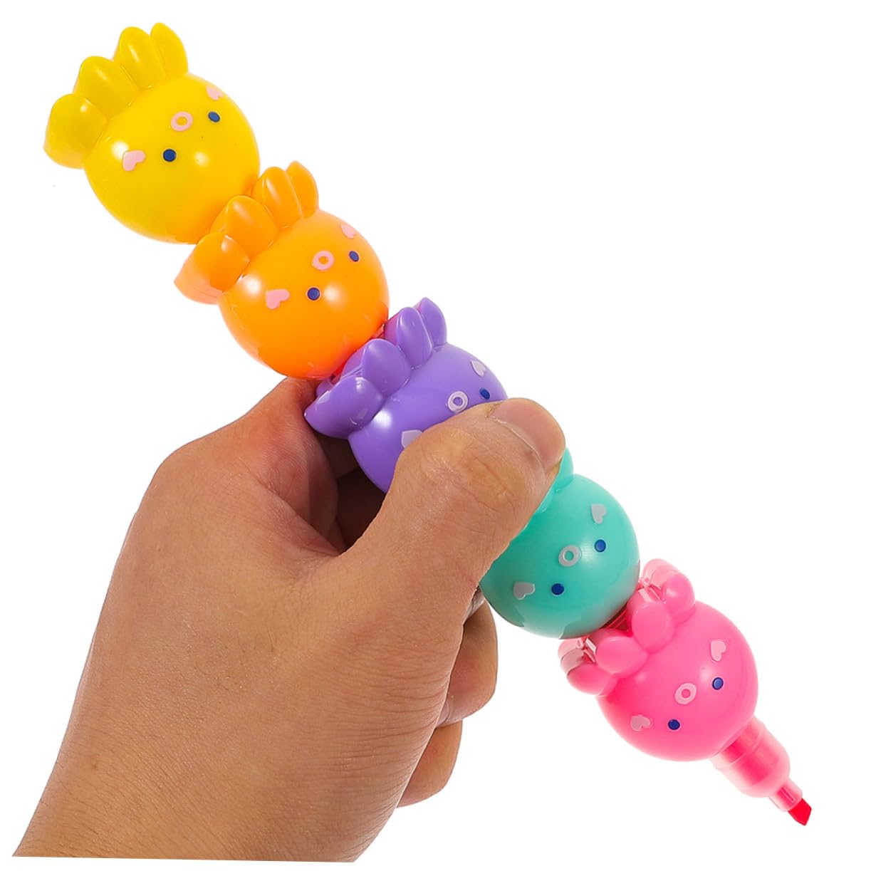 Angoily 2 Set Mini Evidenziatori Fluorescenti Polpo Design Impilabile e Compatto Penne Colorate per Studenti e Scrittura Scuola e Ufficio